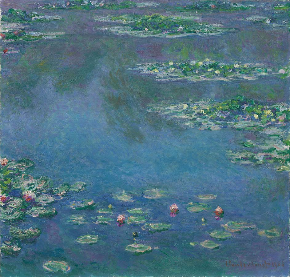 Painting titled Water Lilies. Year nineteen oh six.