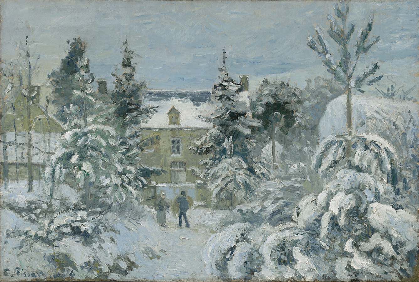 Painting titled Piette's House at Montfoucalt. Year eighteen seventy-four.