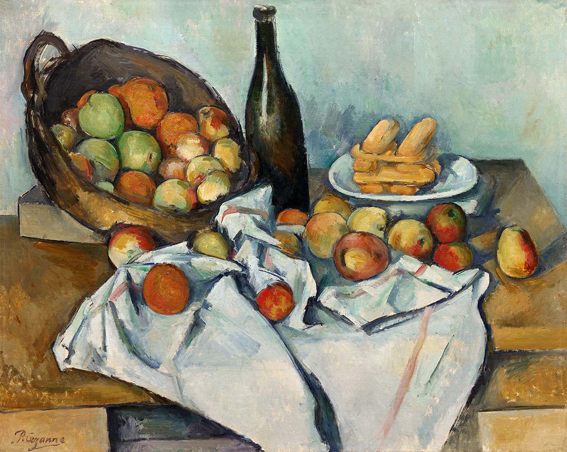 Painting titled The Basket of Apples. Year about eighteen ninety-three.