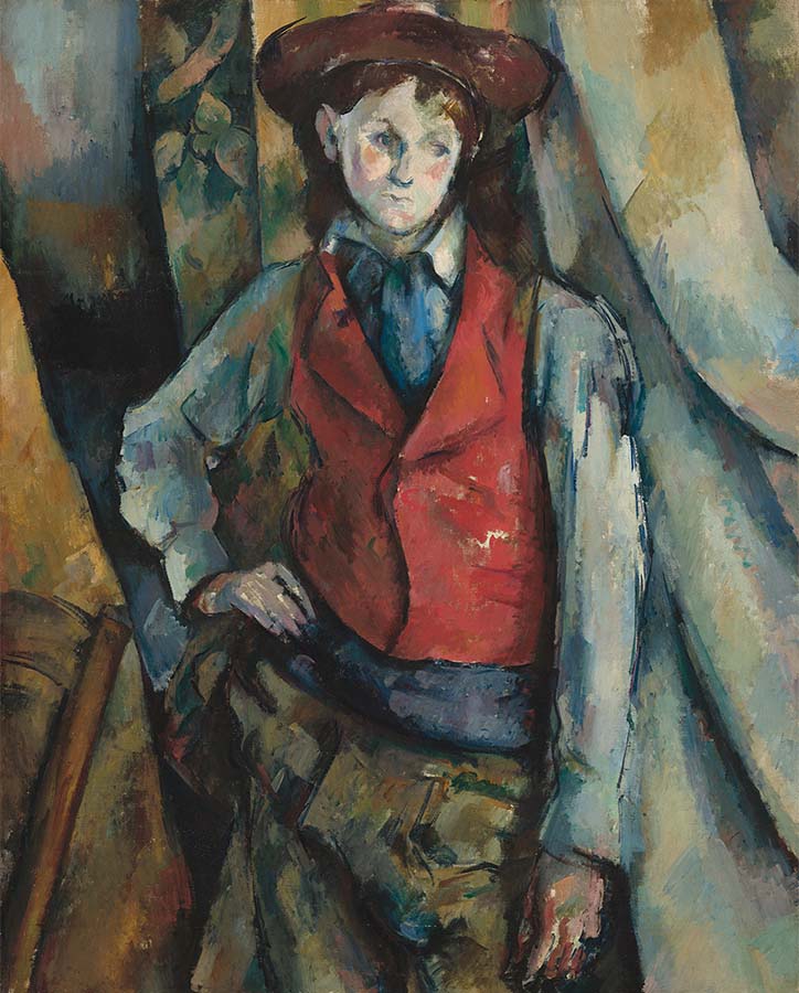 Painting titled Boy in a Red Waistcoat. Year eighteen eighty-eight to eighteen ninety.