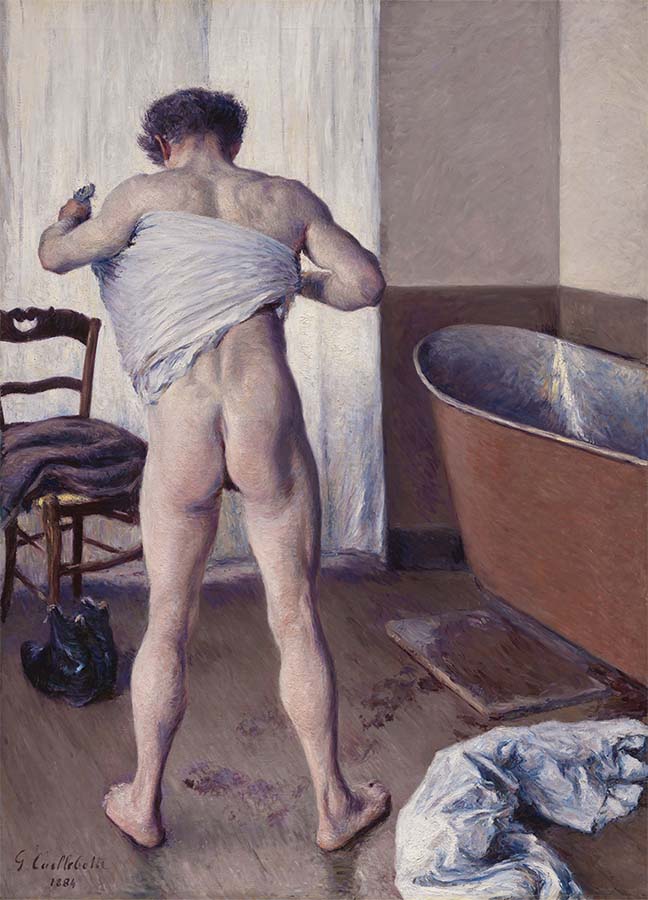 Painting titled Man at his Bath. Year eighteen eighty-four.