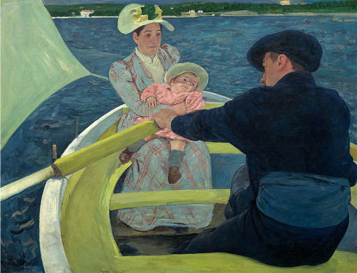 Painting titled The Boating Party. Year eighteen ninety-three or ninety-four.