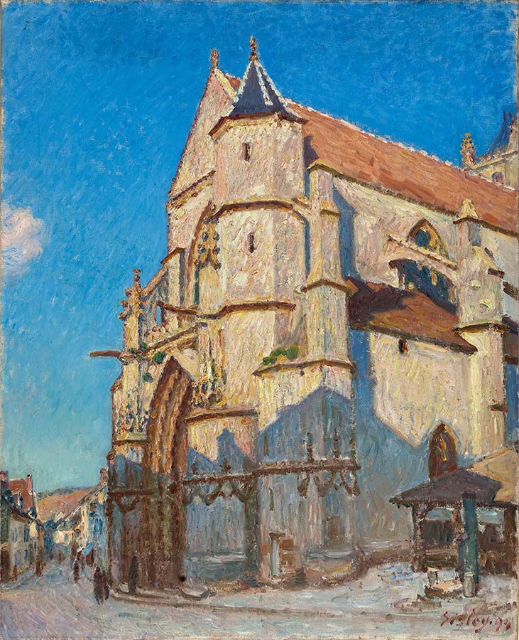 Painting titled The Church at Moret. Year eighteen ninety-three.