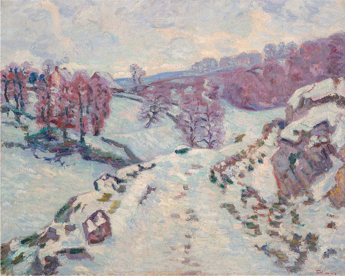 Painting titled Snow. Year eighteen ninety.