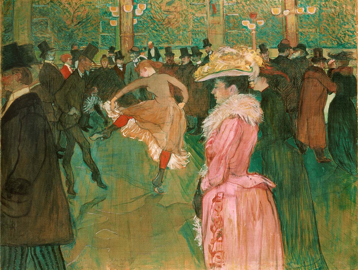 Painting titled At the Moulin Rouge, The Dance. Year eighteen ninety.